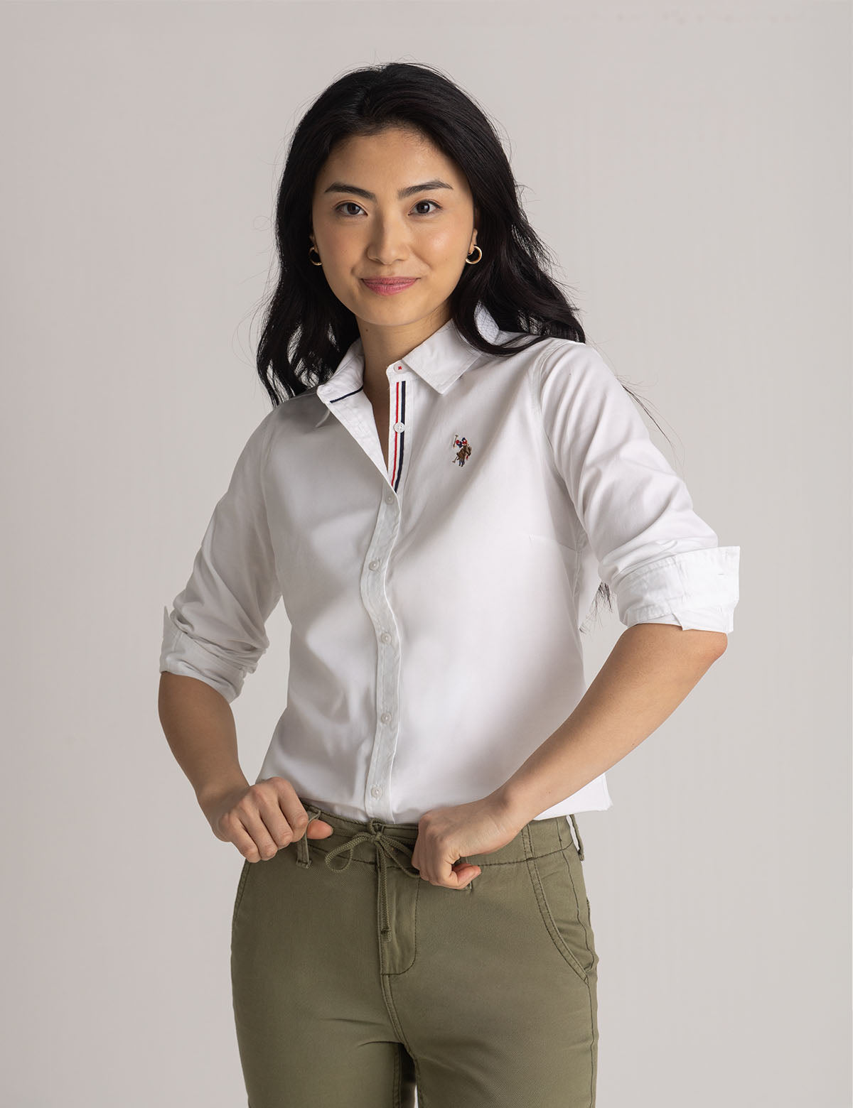 Men's Stretch Oxford Shirt - Long Sleeve Solid Cotton Blend