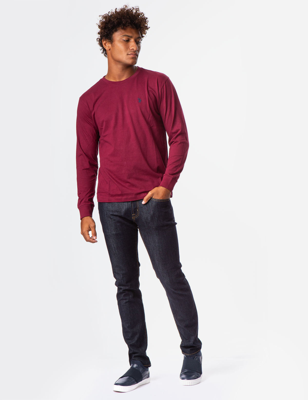 Men's Long Sleeve Solid Color T-Shirt - Casual Basic Tee