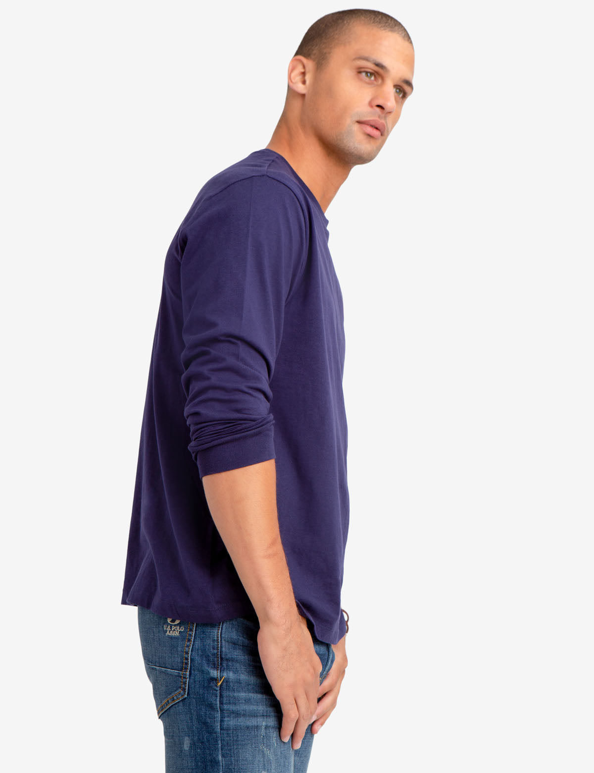 Men's Long Sleeve Solid Color T-Shirt - Casual Basic Tee