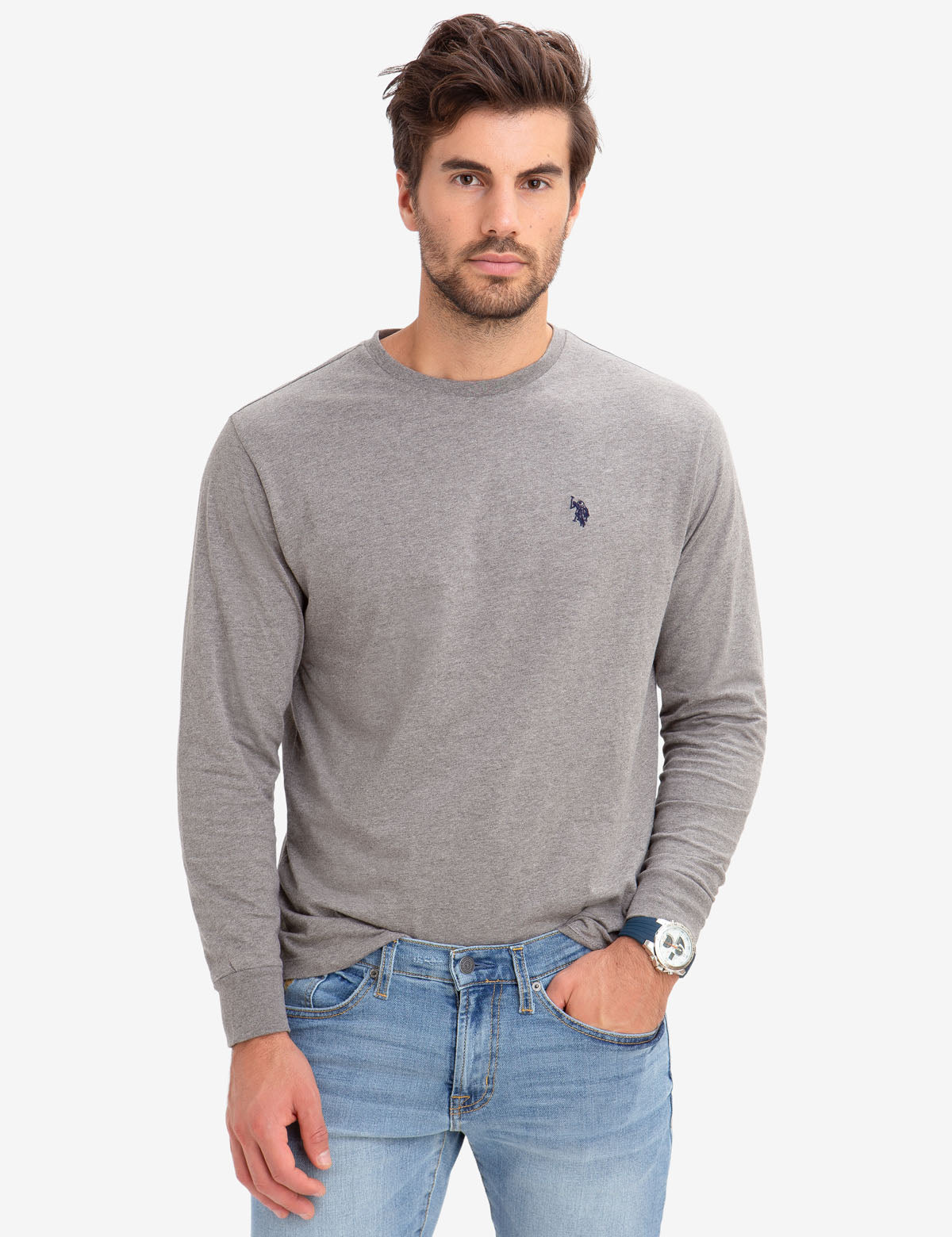 Men's Long Sleeve Solid Color T-Shirt - Casual Basic Tee