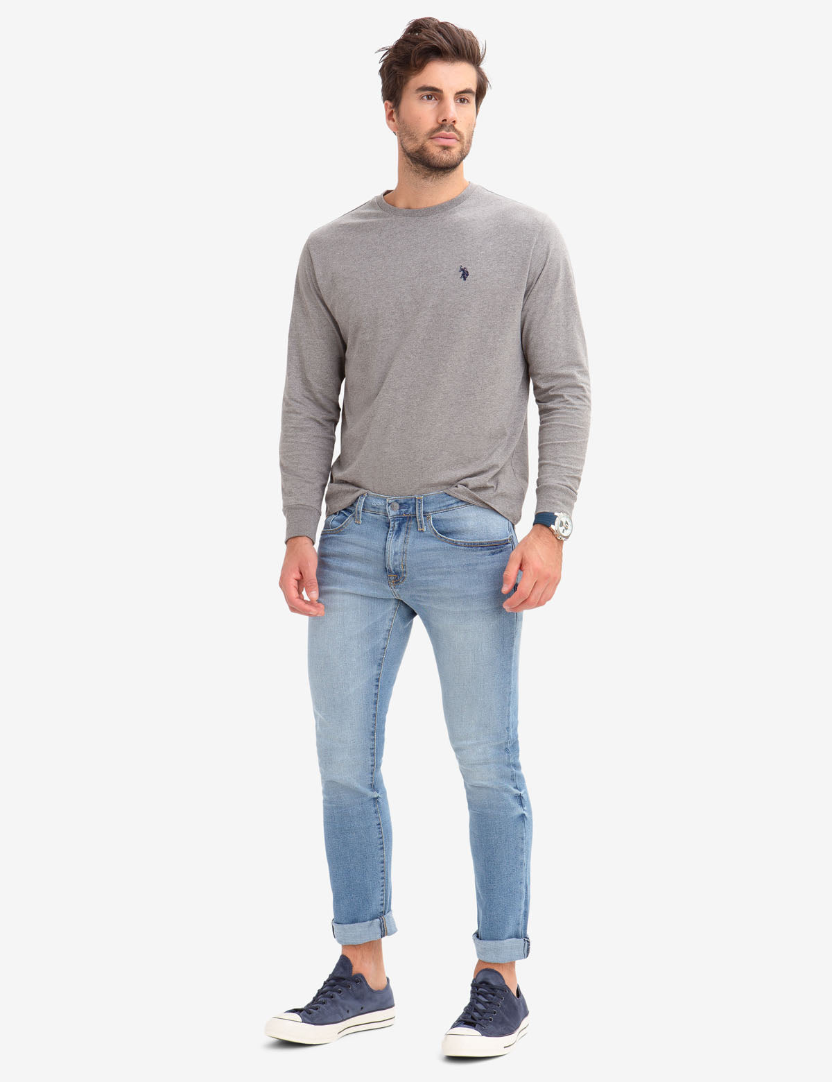 Men's Long Sleeve Solid Color T-Shirt - Casual Basic Tee