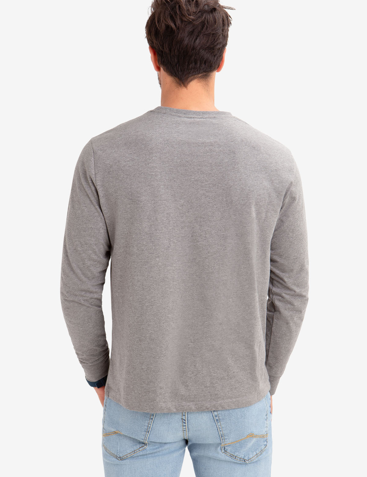 Men's Long Sleeve Solid Color T-Shirt - Casual Basic Tee