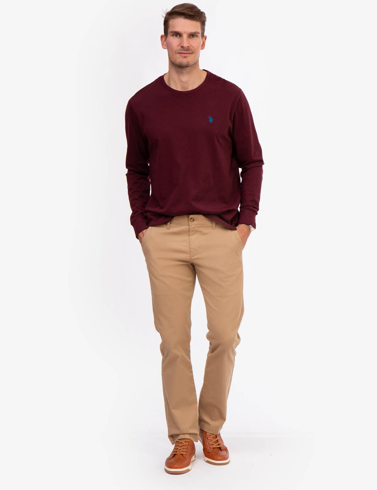 Men's Long Sleeve Solid Color T-Shirt - Casual Basic Tee