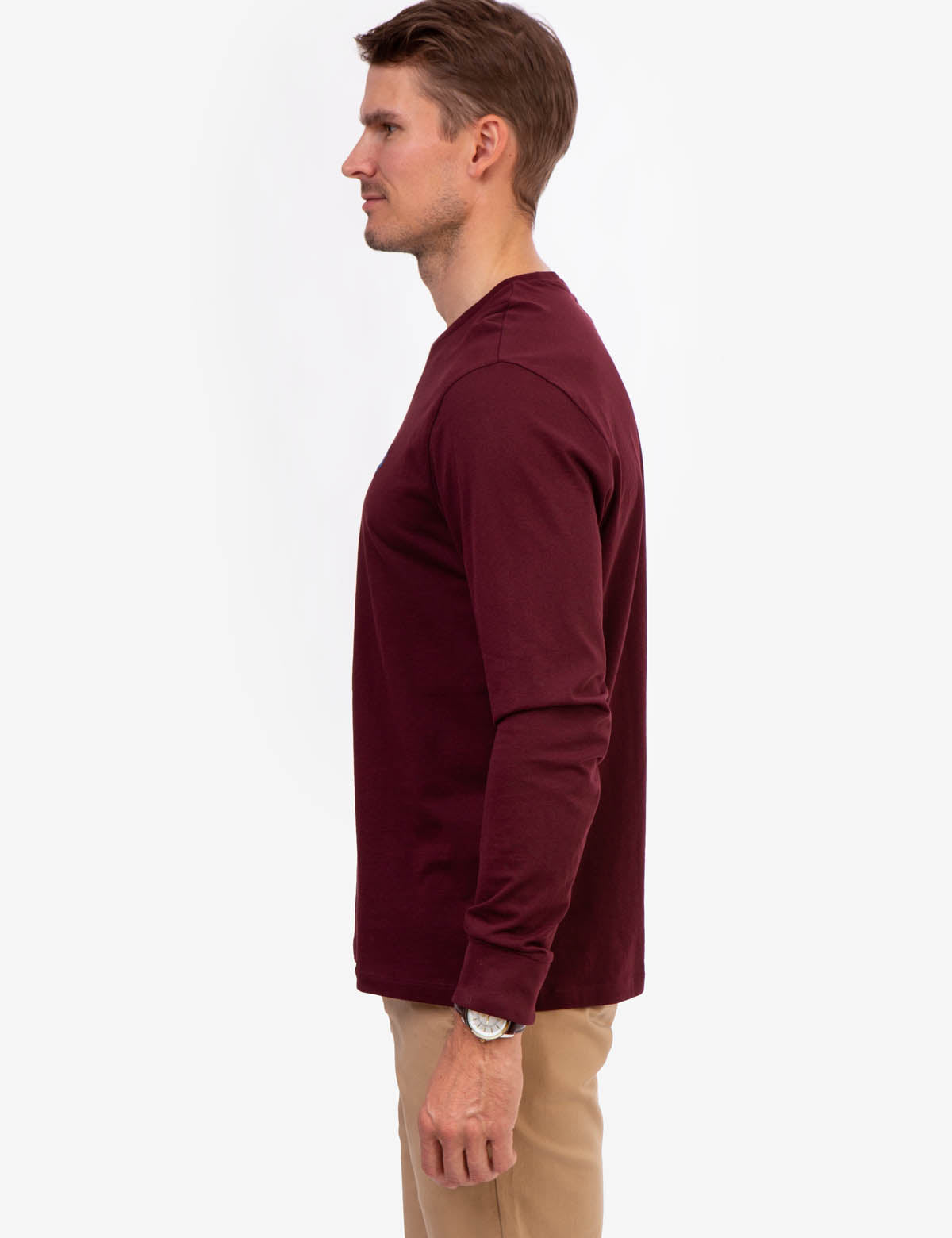 Men's Long Sleeve Solid Color T-Shirt - Casual Basic Tee
