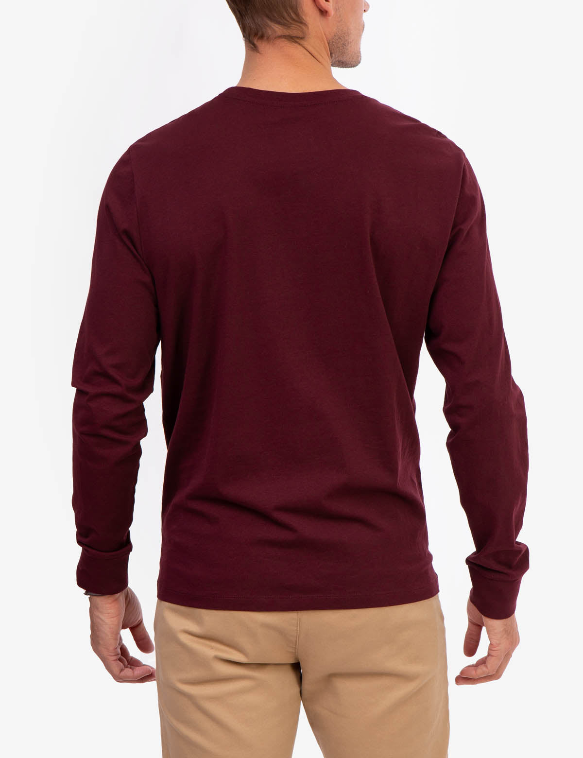 Men's Long Sleeve Solid Color T-Shirt - Casual Basic Tee