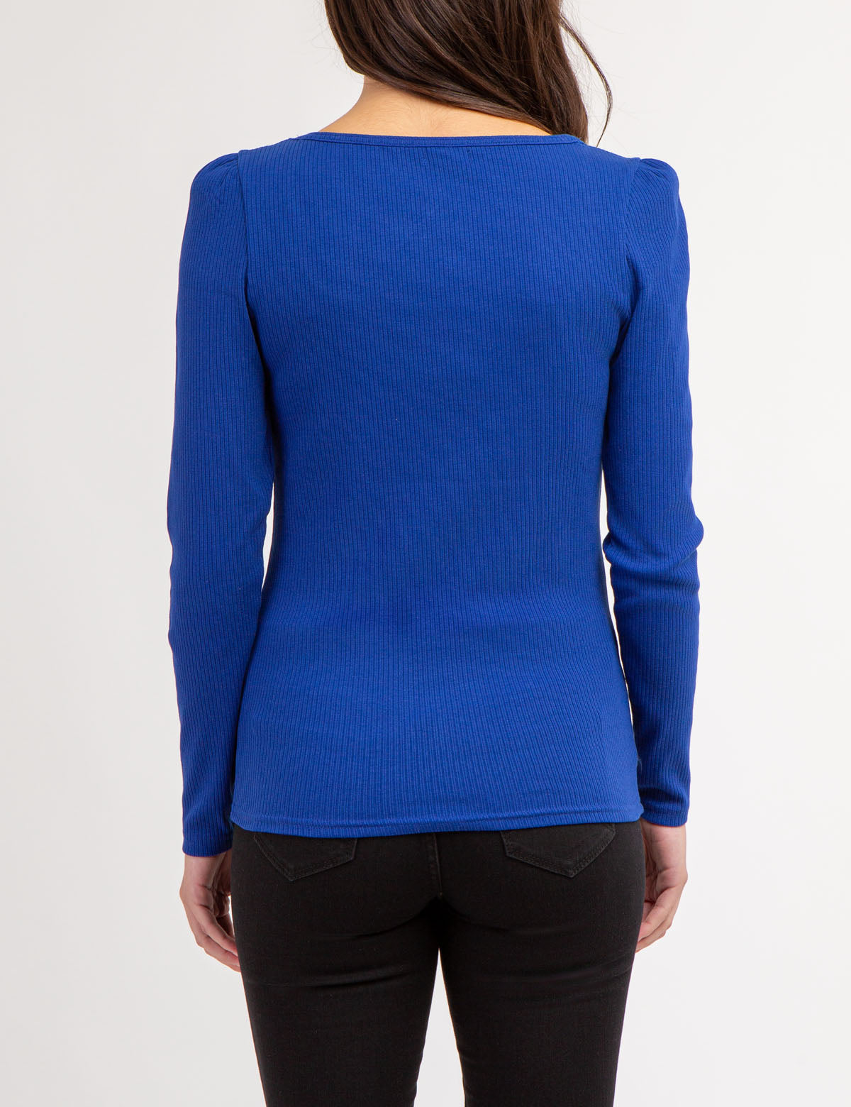 Women's Ribbed Square Neck Long Sleeve Top