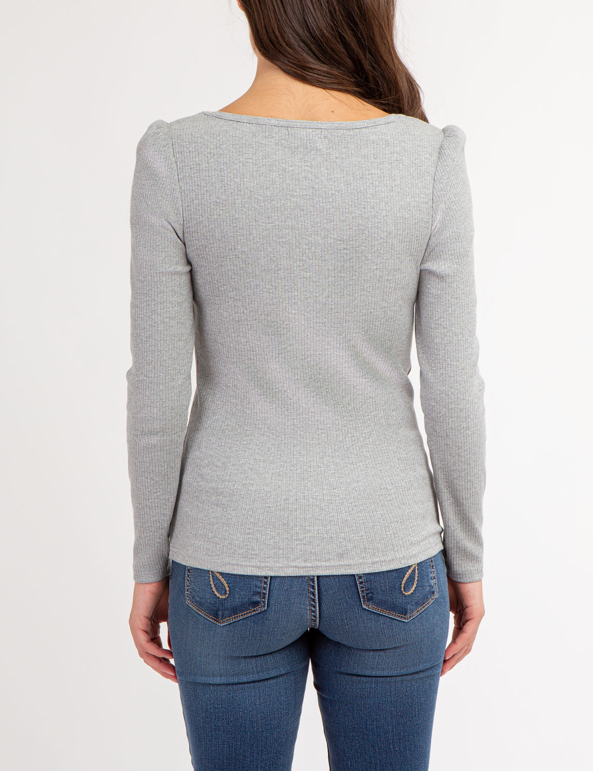 Women's Ribbed Square Neck Long Sleeve Top