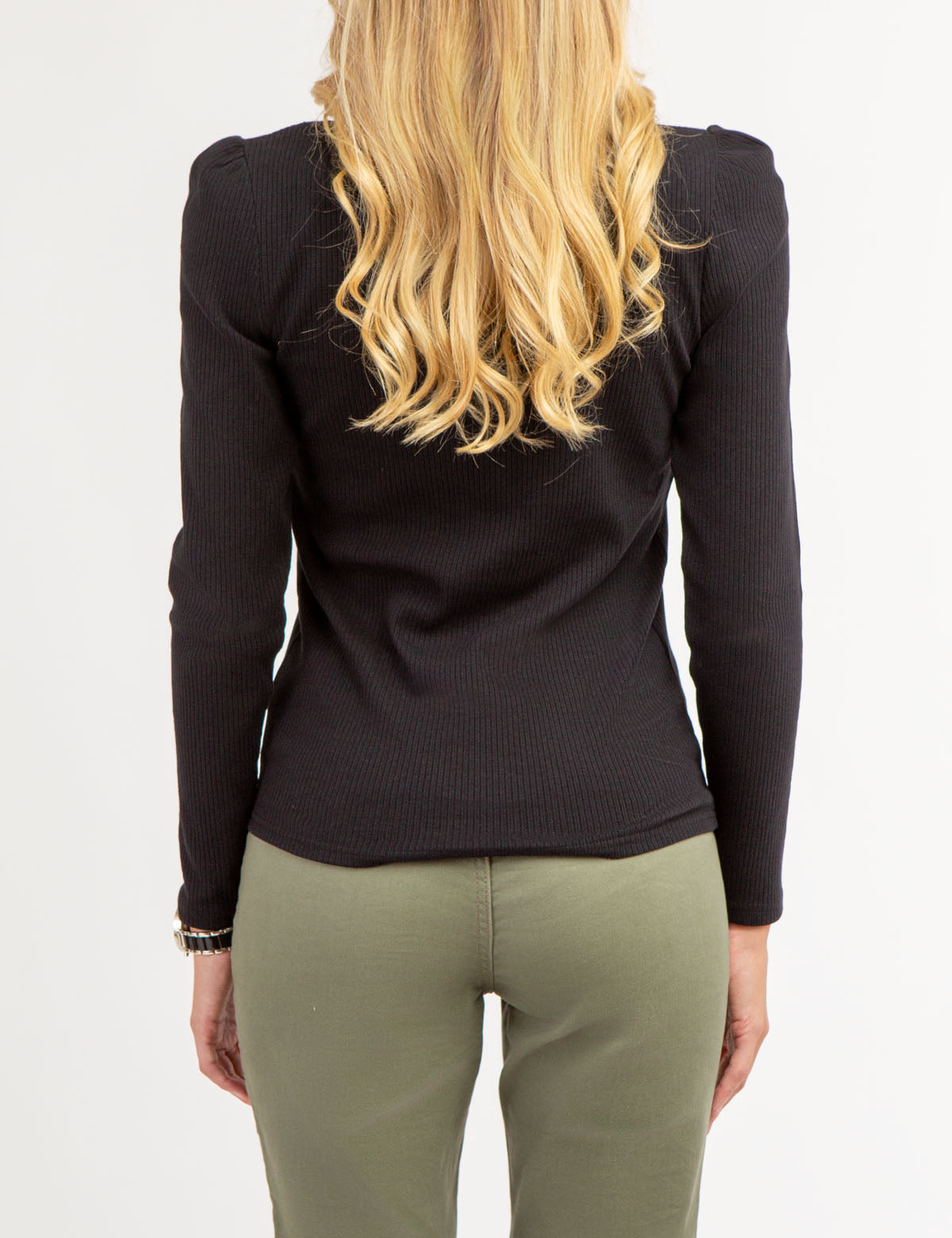 Women's Ribbed Square Neck Long Sleeve Top