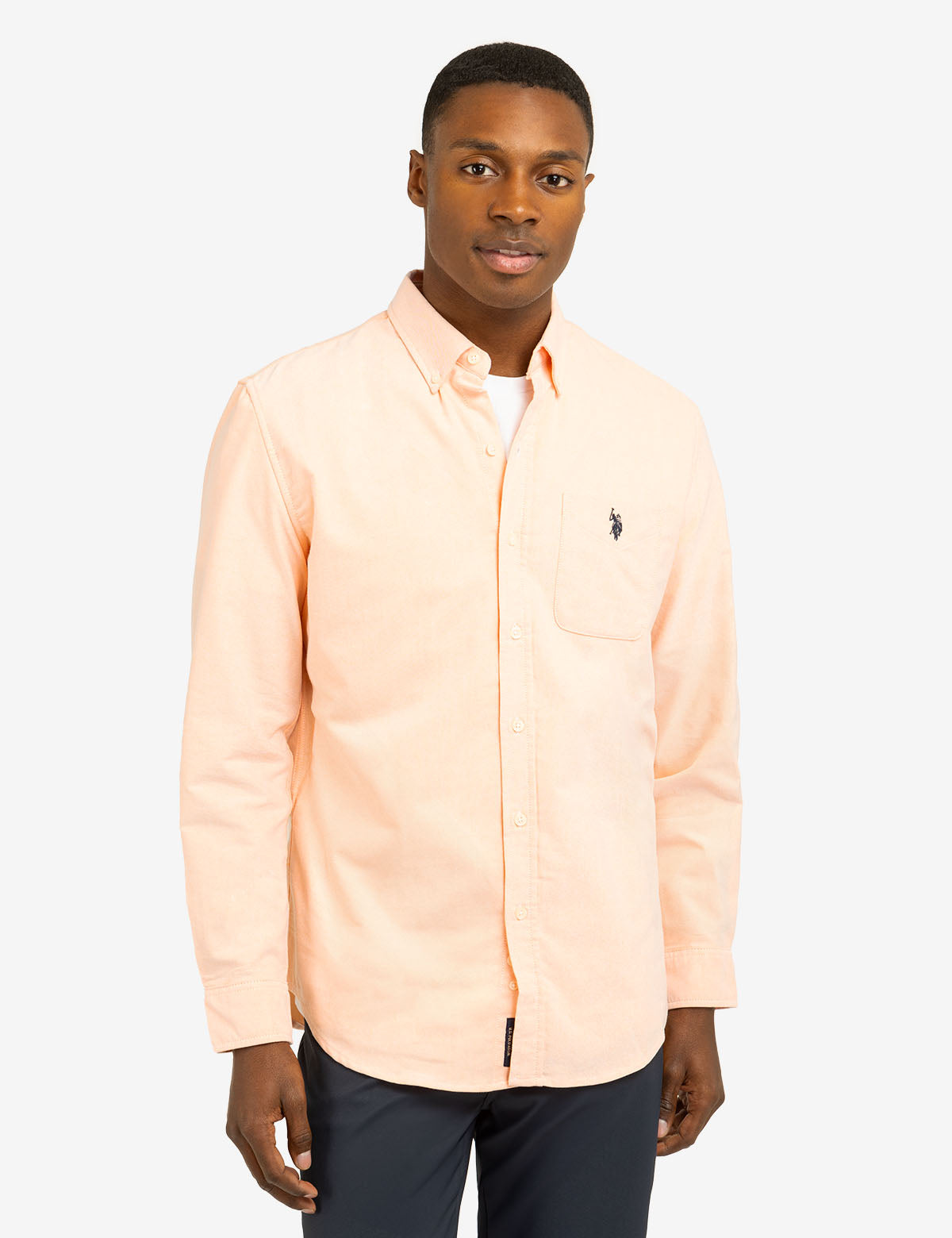 Men's Stretch Oxford Shirt - Long Sleeve Button-Up with Pocket