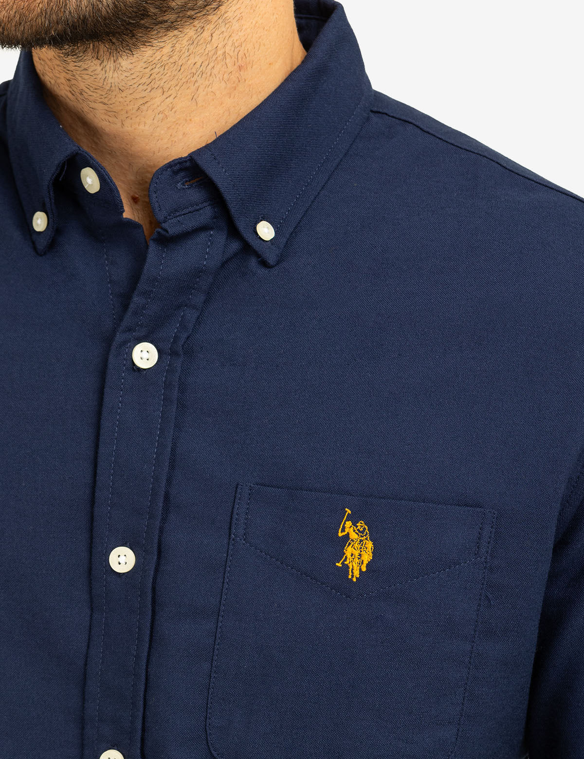 Men's Stretch Oxford Shirt - Long Sleeve Button-Up with Pocket