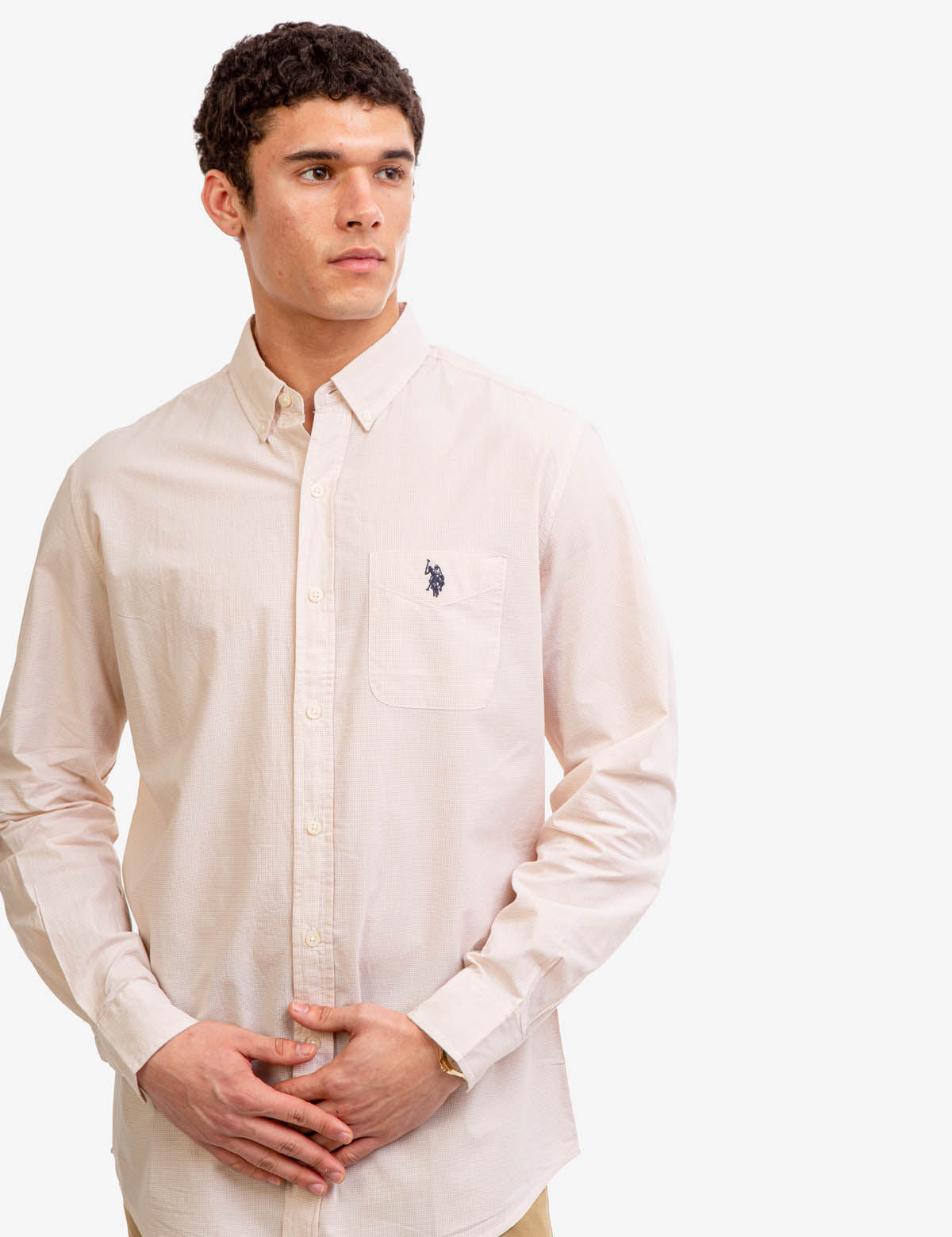 Men's Long Sleeve Cotton Poplin Shirt with Classic Fit