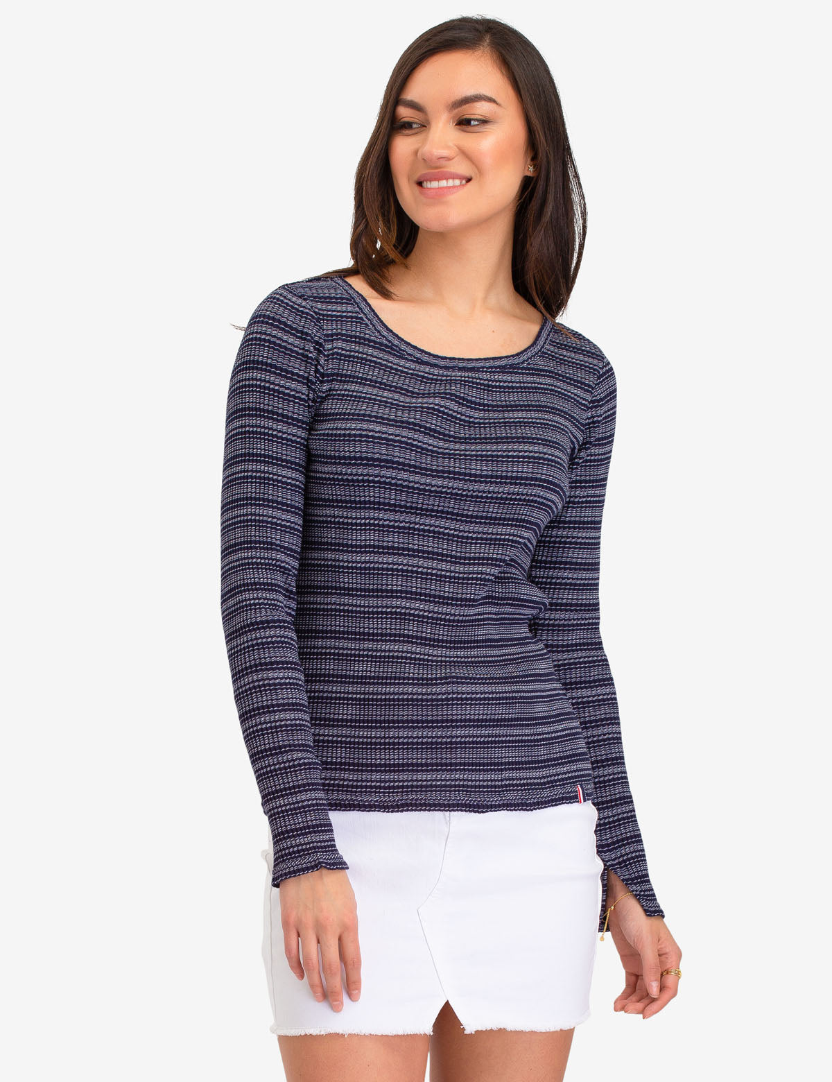 Women's Striped Cotton Long Sleeve Shirt
