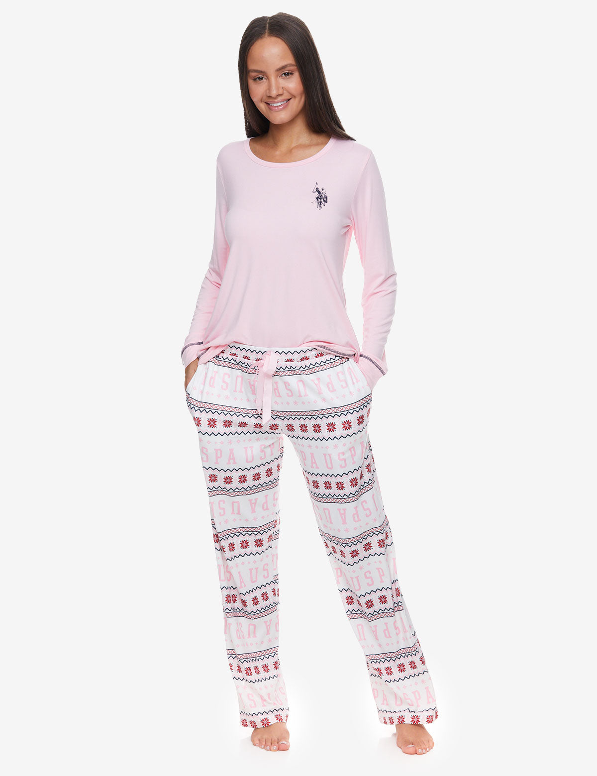 USPA Long Sleeve Lounge Set - Comfortable Relaxed Fit Pajamas