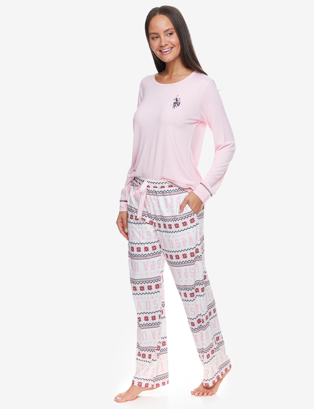 USPA Long Sleeve Lounge Set - Comfortable Relaxed Fit Pajamas