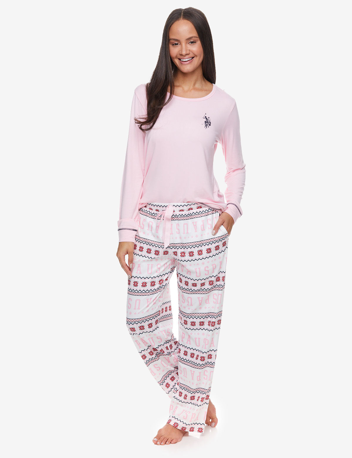 USPA Long Sleeve Lounge Set - Comfortable Relaxed Fit Pajamas