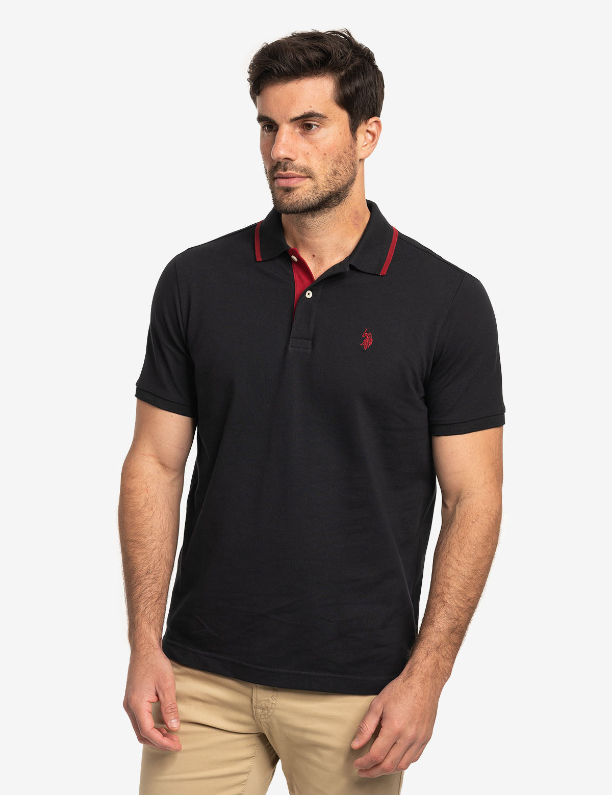 Slim Fit Stretch Pique Polo Shirt with Embroidered Logo