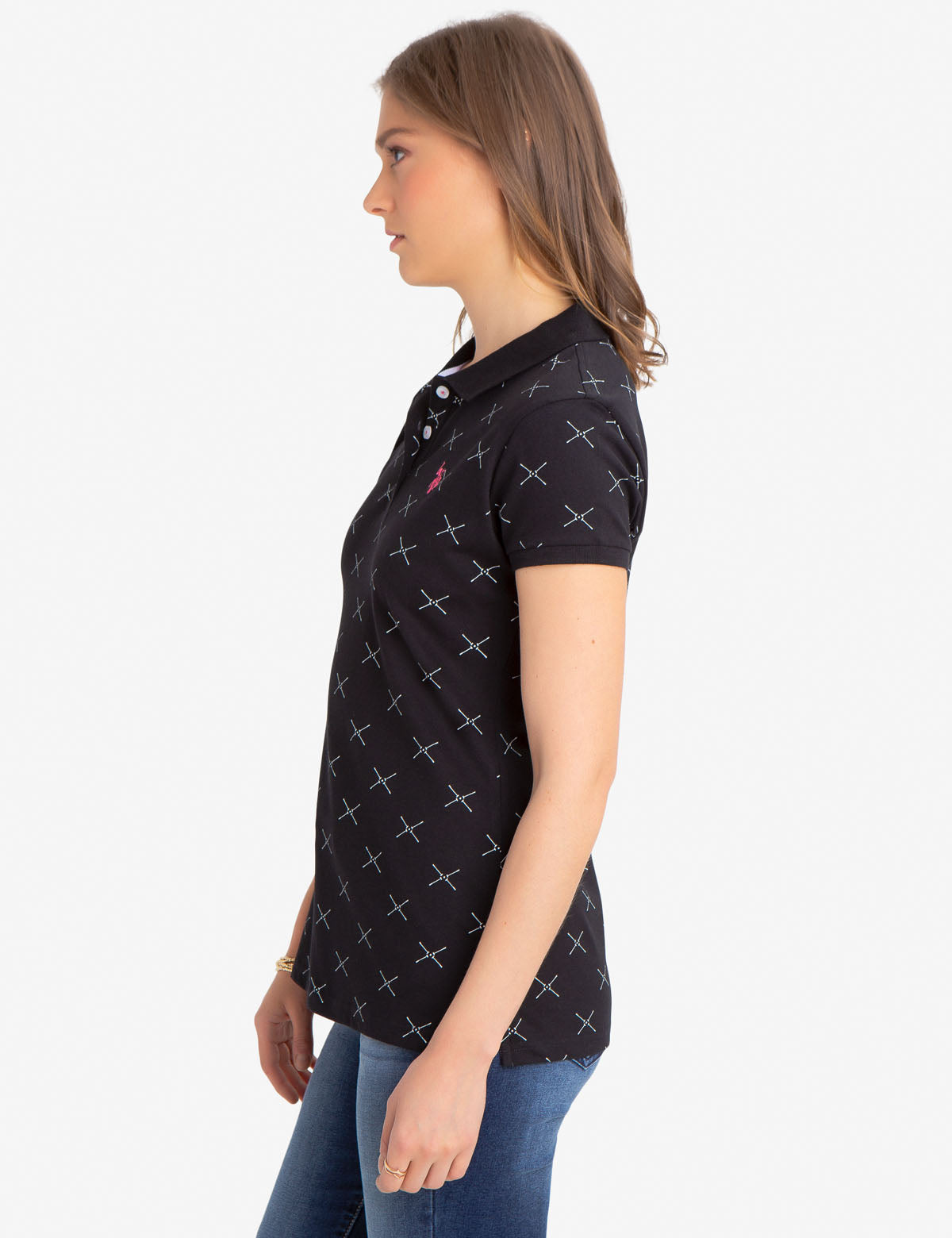 Men's Printed Polo Shirt - Cotton Spandex Blend with Embroidered Logo