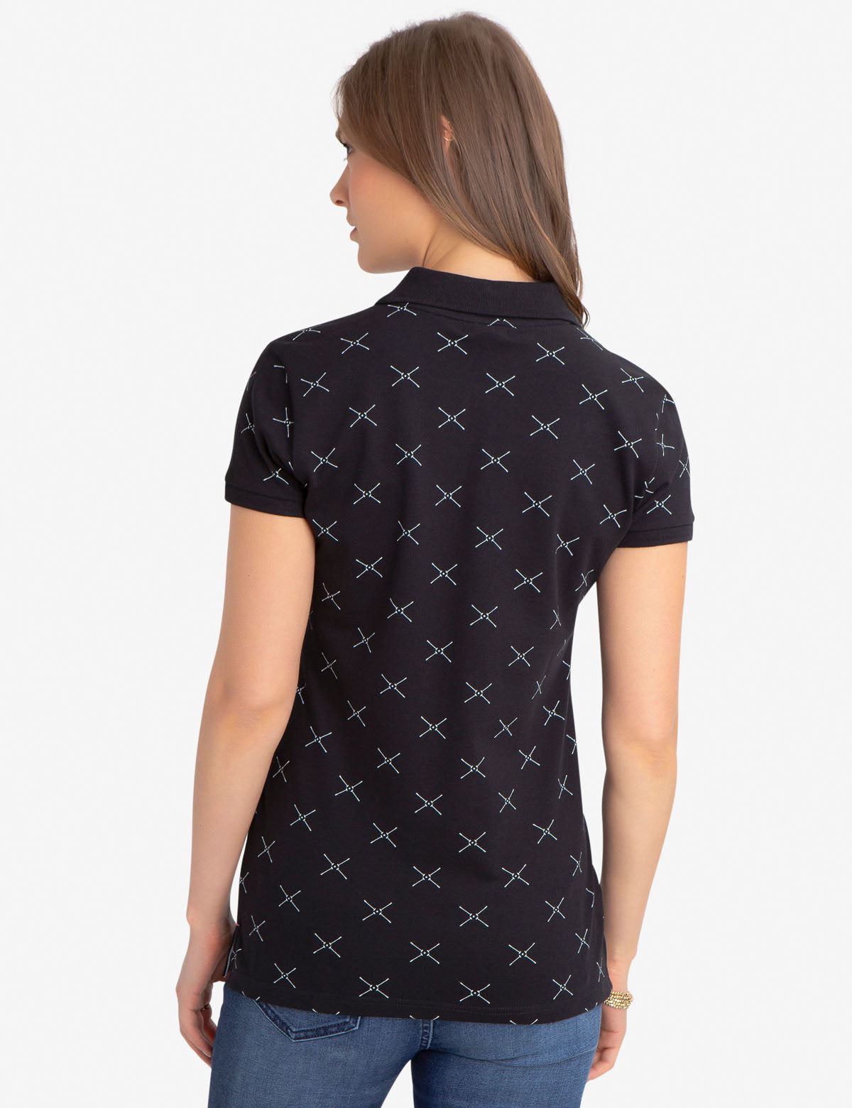 Men's Printed Polo Shirt - Cotton Spandex Blend with Embroidered Logo