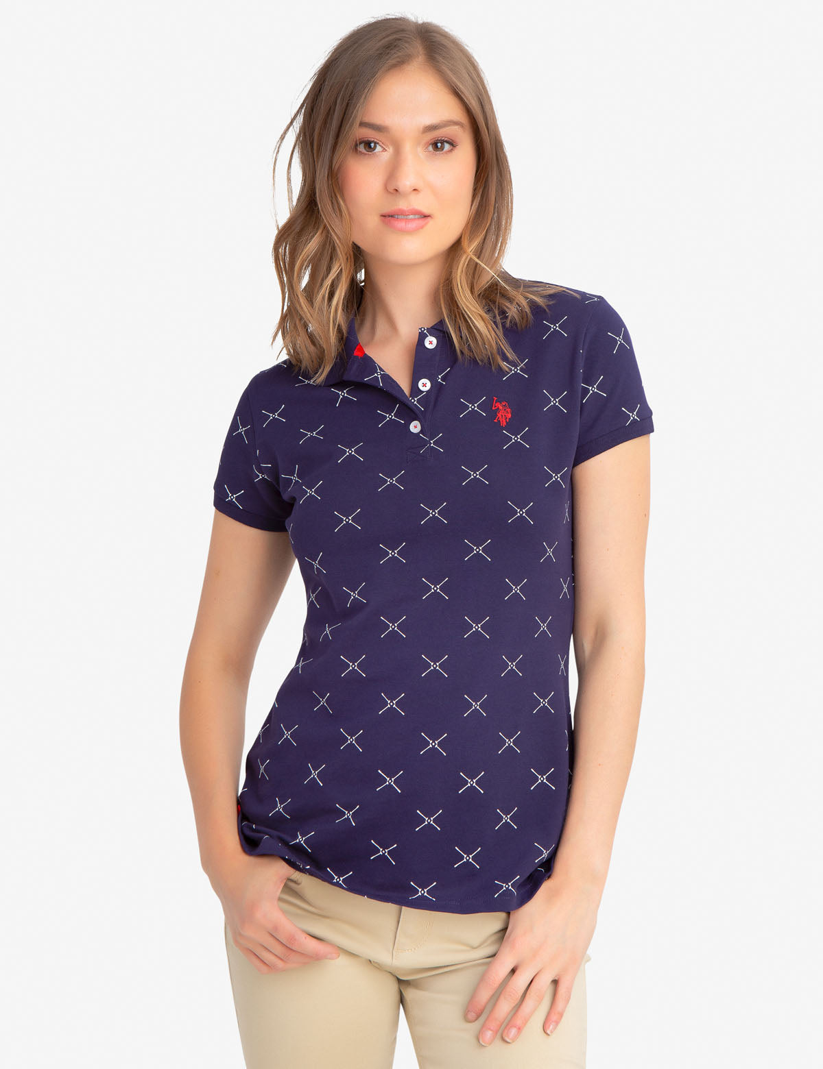 Men's Printed Polo Shirt - Cotton Spandex Blend with Embroidered Logo