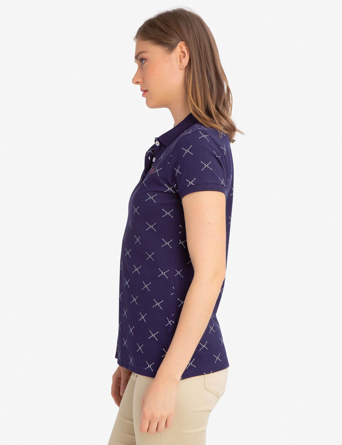 Men's Printed Polo Shirt - Cotton Spandex Blend with Embroidered Logo