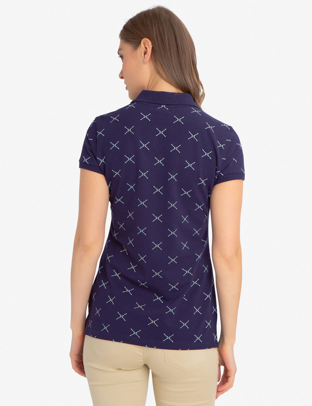 Men's Printed Polo Shirt - Cotton Spandex Blend with Embroidered Logo