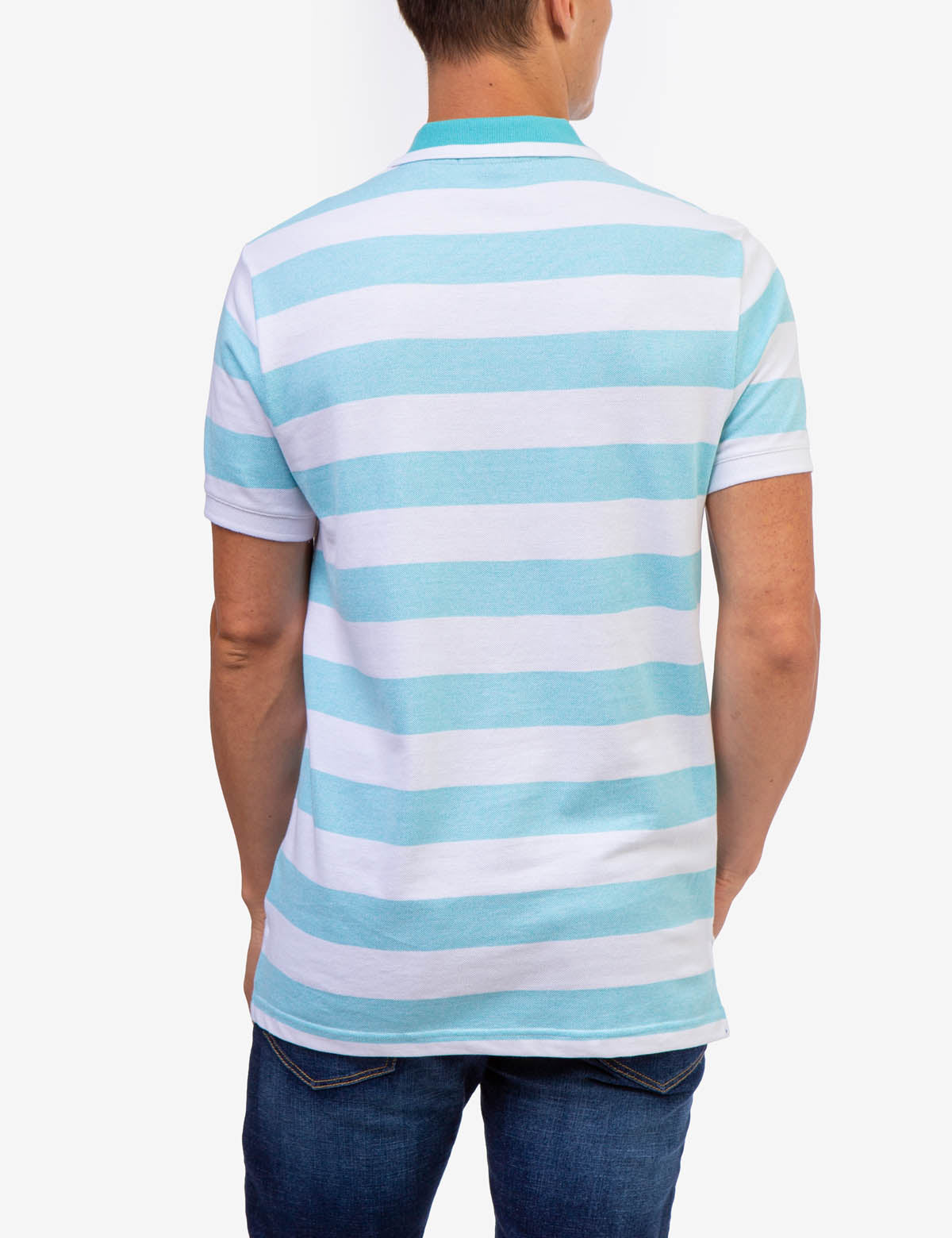 Men's Marled Pique Stripe Polo Shirt with Embroidered Logo