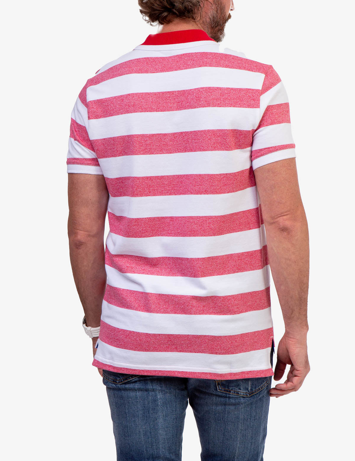 Men's Marled Pique Stripe Polo Shirt with Embroidered Logo