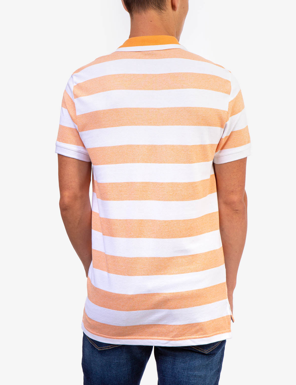 Men's Marled Pique Stripe Polo Shirt with Embroidered Logo