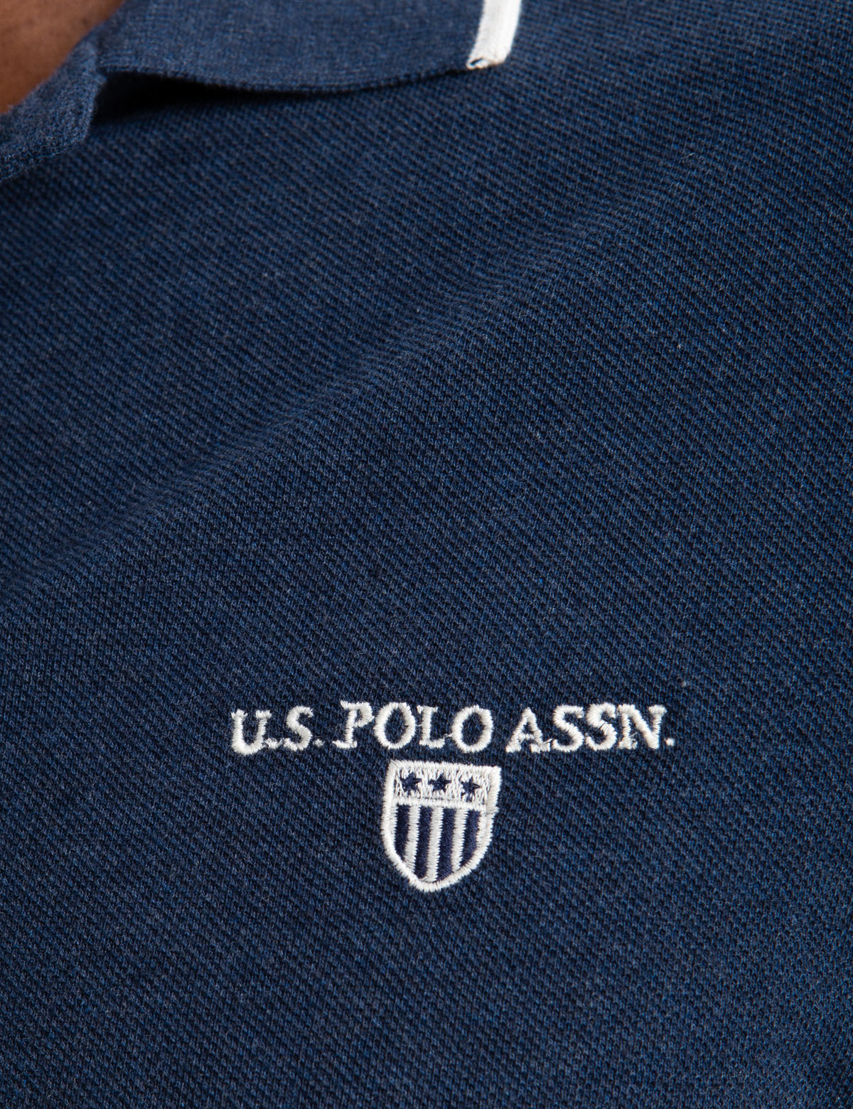U.S. Polo Assn. Cotton Marled Yarn Polo Shirt with Embroidered Crest