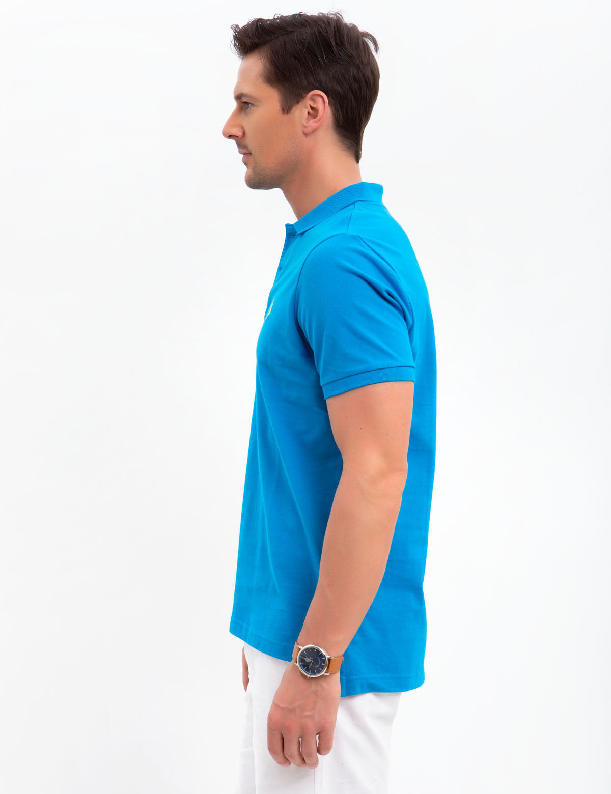 Men's Solid Pique Polo Shirt with Small Logo
