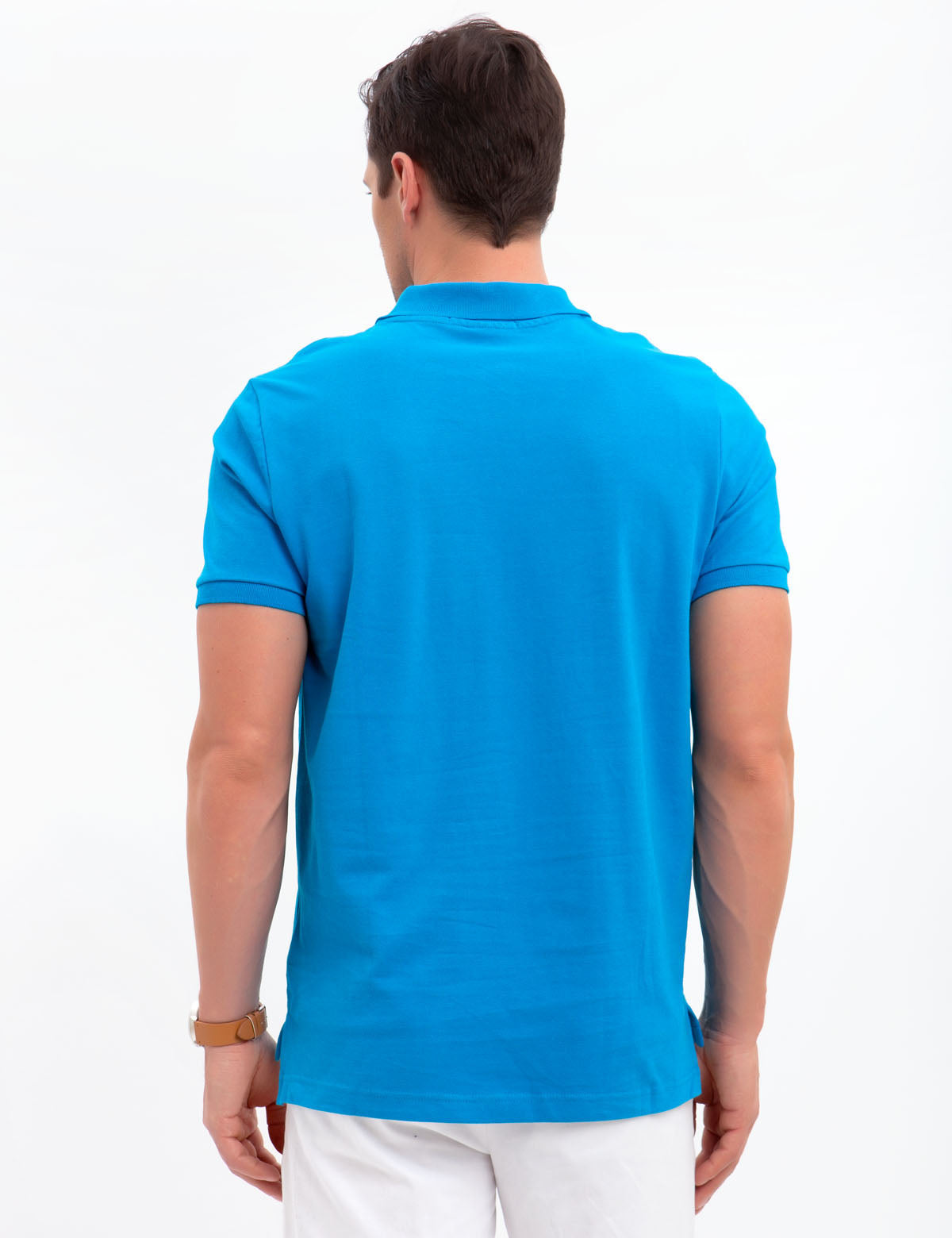 Men's Solid Pique Polo Shirt with Small Logo
