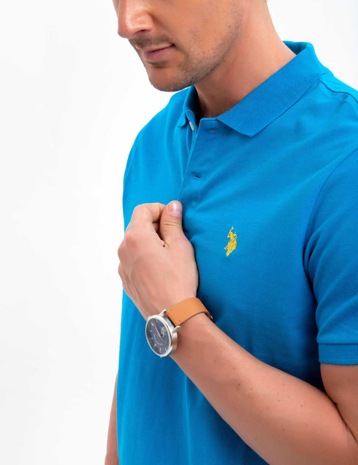 Men's Solid Pique Polo Shirt with Small Logo