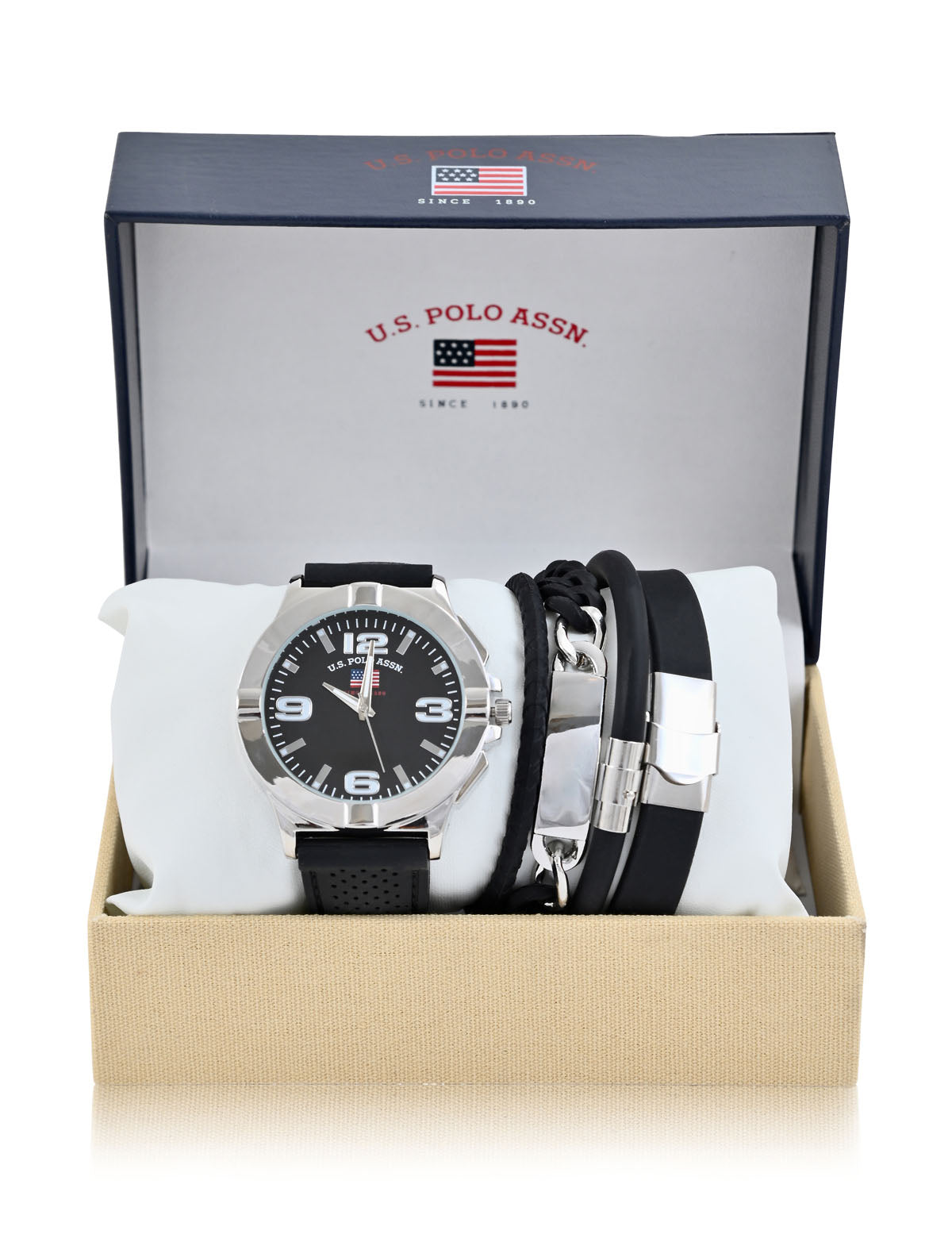 Men's Black Watch & Bracelet Set - Stackable Accessories
