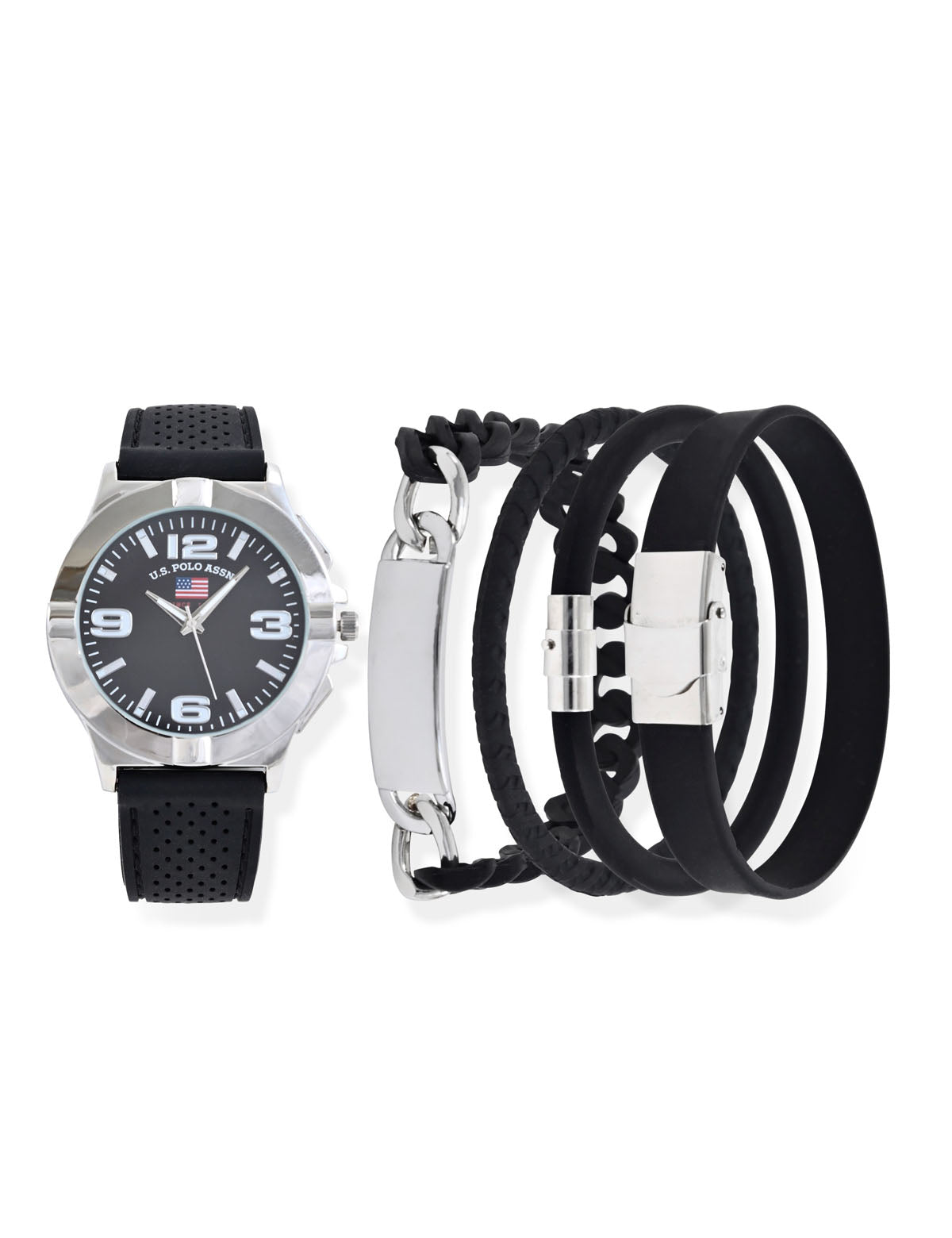 Men's Black Watch & Bracelet Set - Stackable Accessories