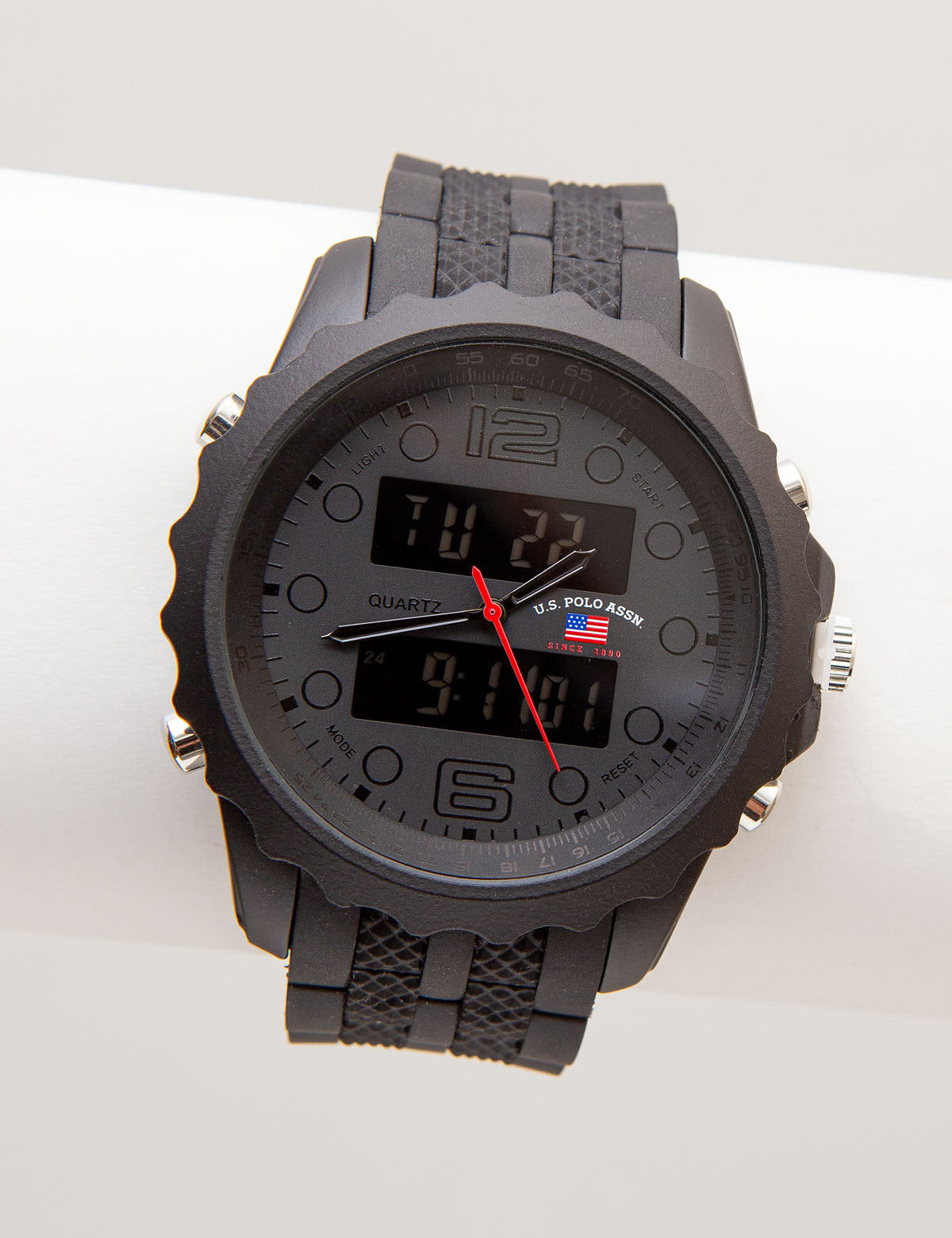 Men's Blackout Textured Strap Ana Digital Watch