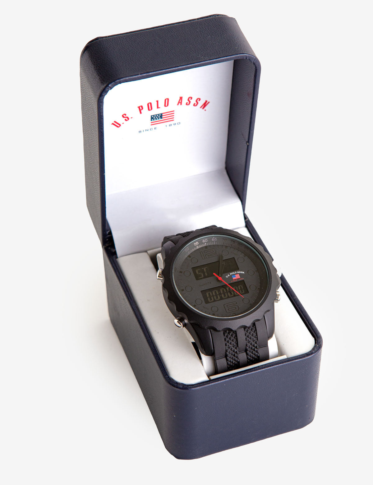 Men's Blackout Textured Strap Ana Digital Watch