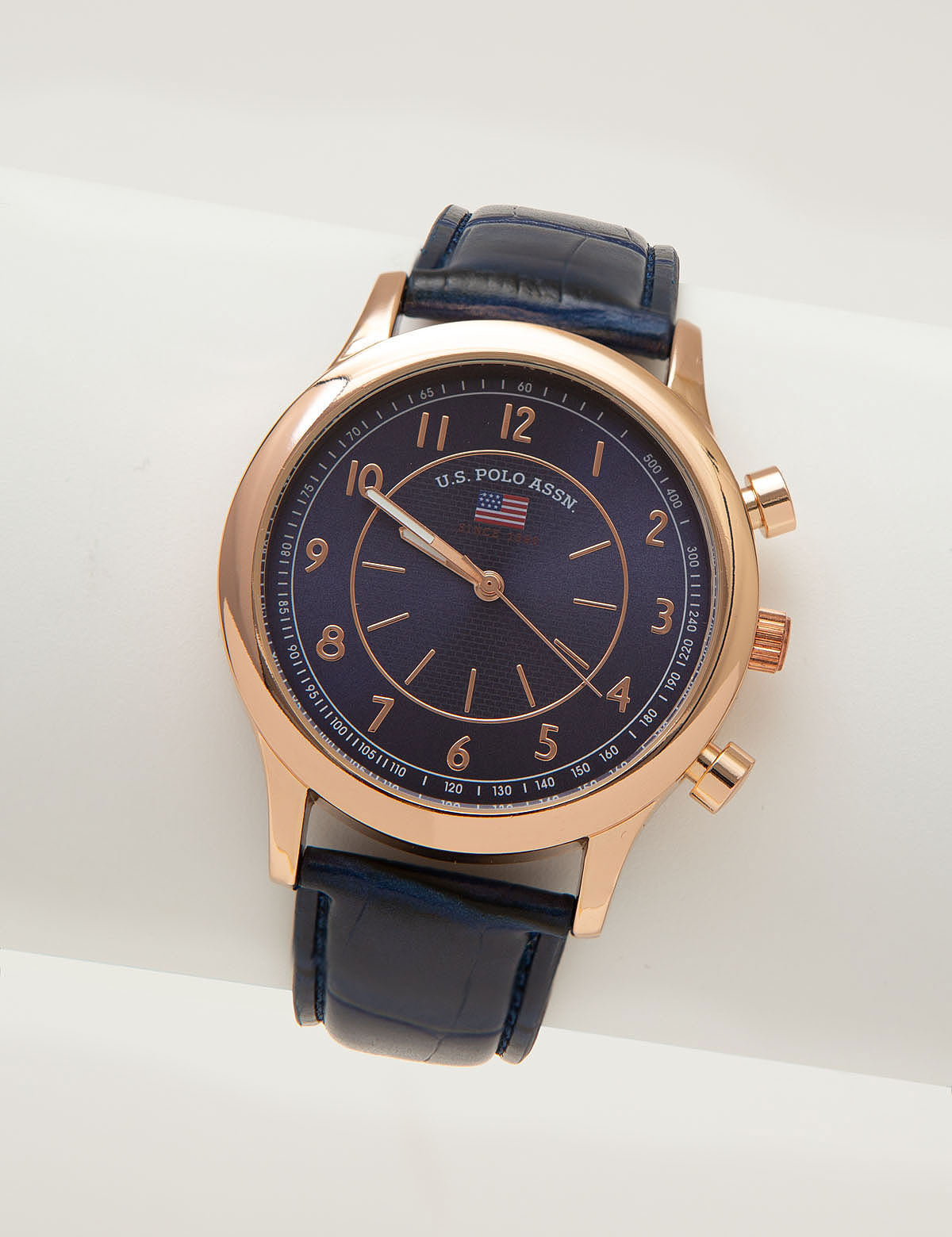U.S. Polo Assn Men's Blue Rose Gold Watch with Strap