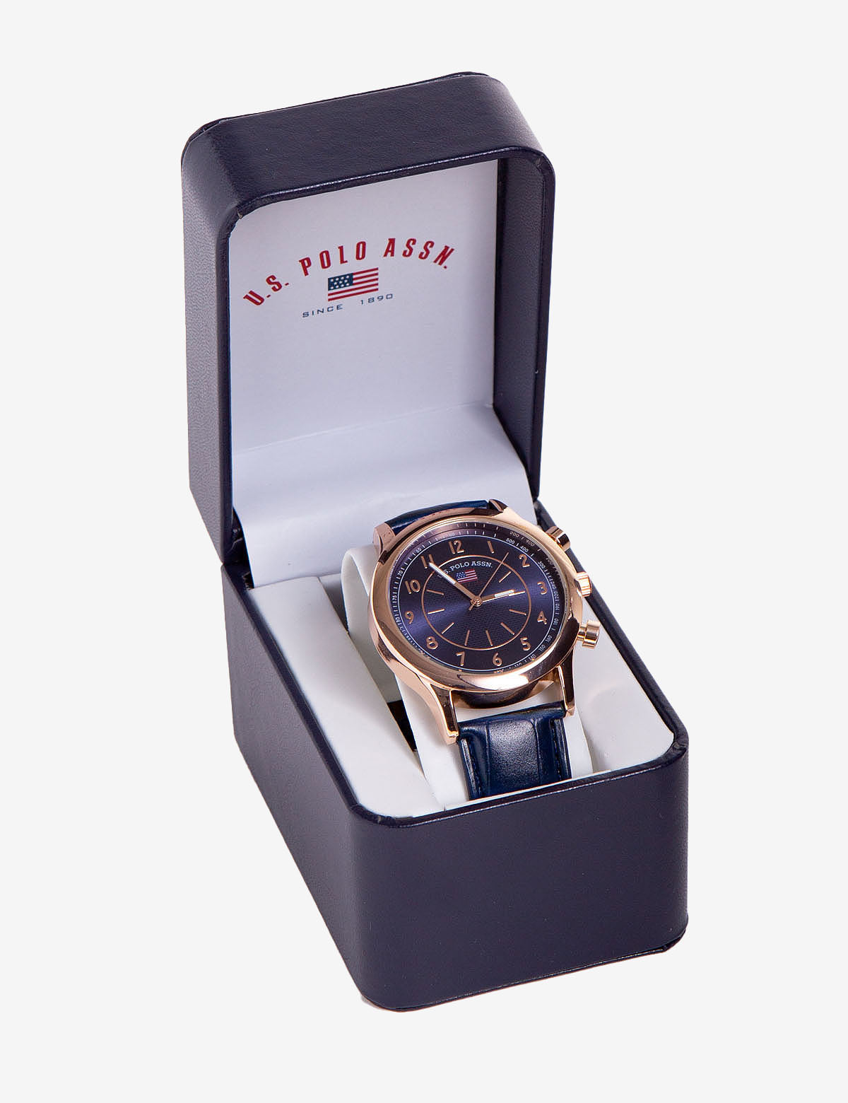U.S. Polo Assn Men's Blue Rose Gold Watch with Strap