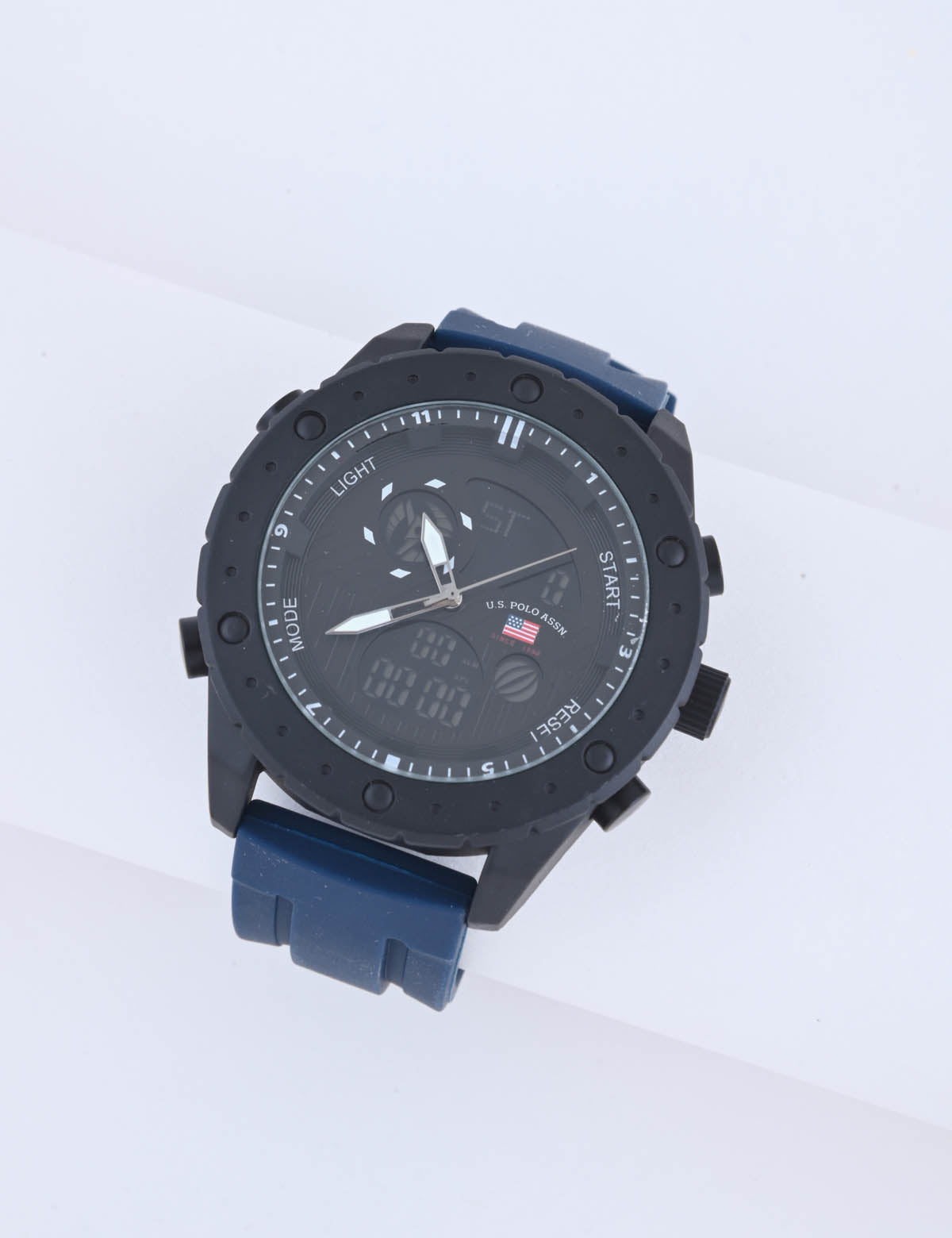 Men's Blue Strap Black Bezel Analog Digital Watch