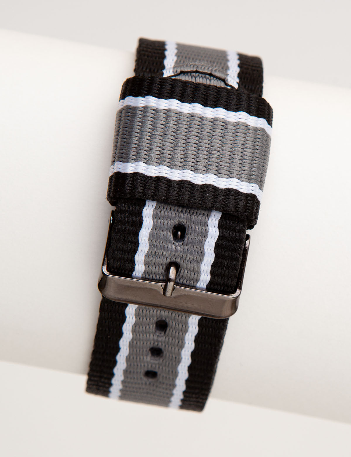 USPA Men's Logo Stripe Strap Watch – Analog Silver Case & Black Dial