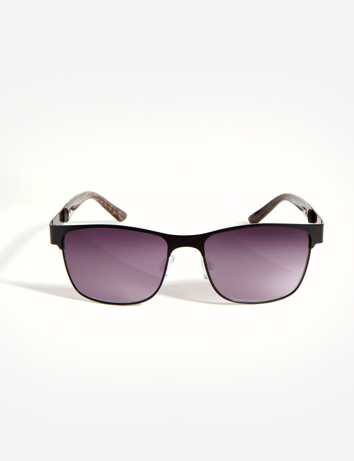 Men's Wood Grain Rectangular Sunglasses with UV Protection