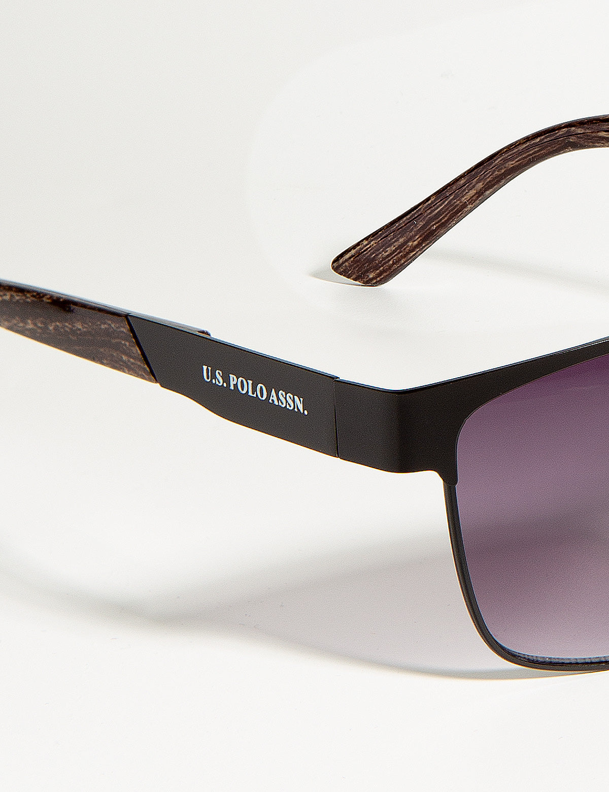 Men's Wood Grain Rectangular Sunglasses with UV Protection