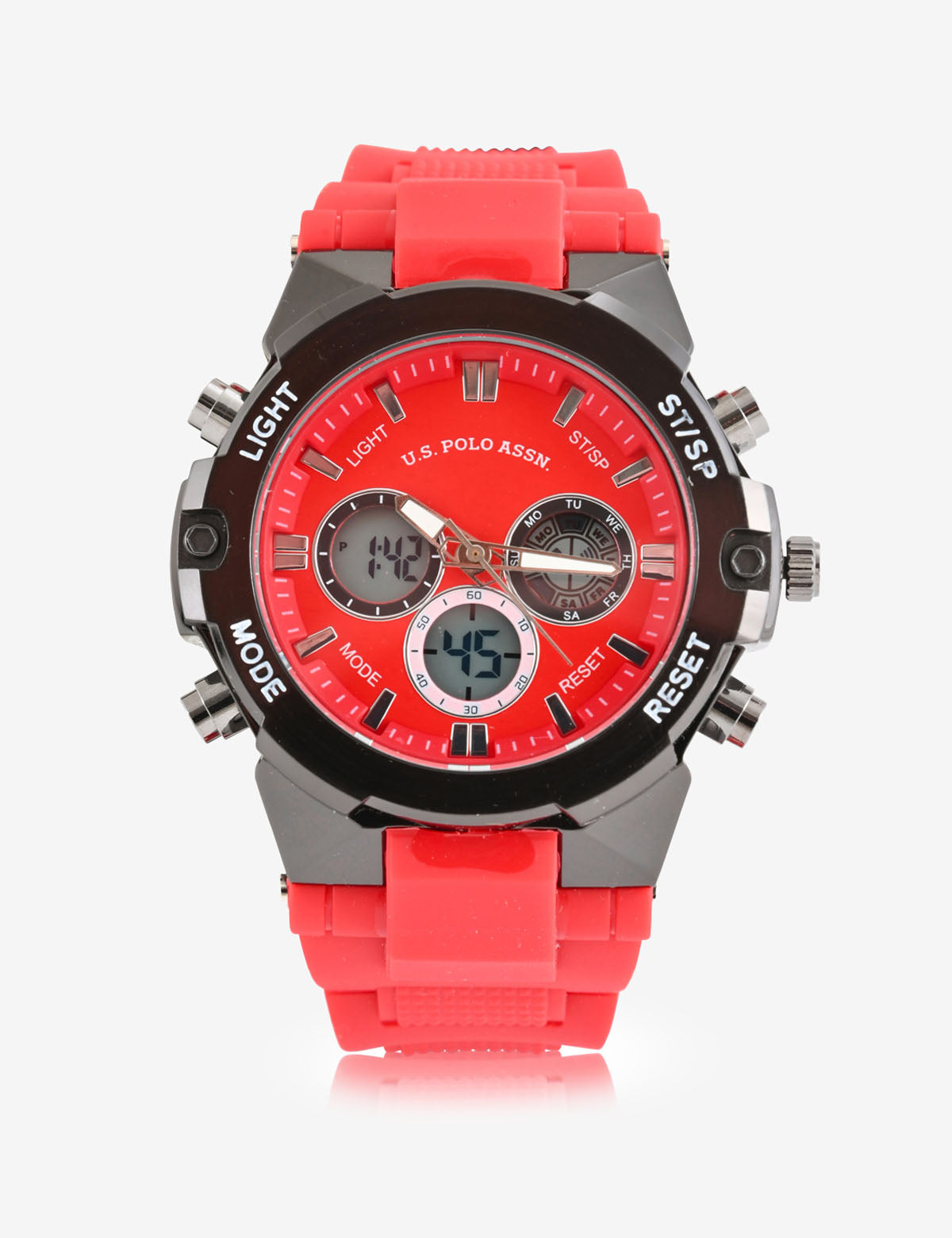 Men's Red & Black Ana Digi Watch with Rubber Strap