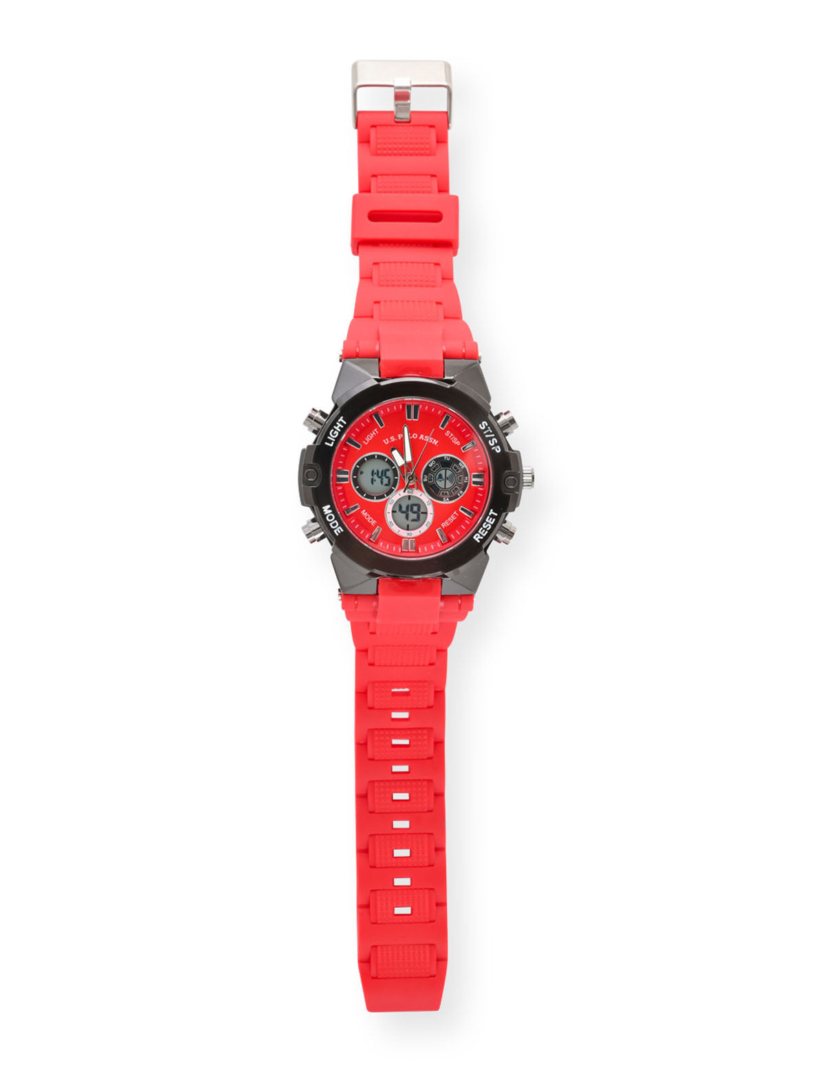 Men's Red & Black Ana Digi Watch with Rubber Strap