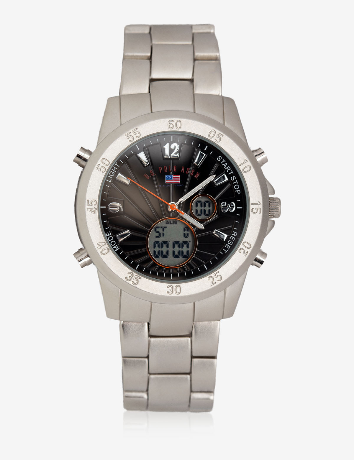 USPA Men's Silver Large Face Watch with Adjustable Strap – Gift Box Included