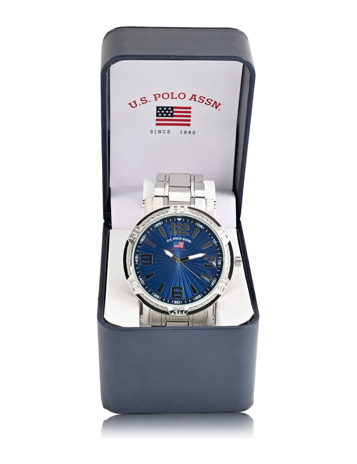 Silver Tone Men's Bracelet Watch with Rope Bezel