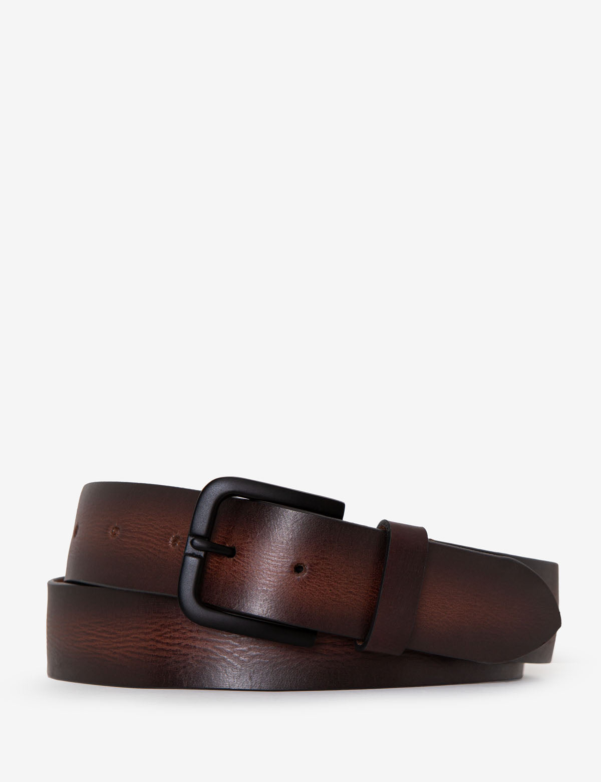 Men's Genuine Leather Belt - 38mm Burnished Edge Dress Belt