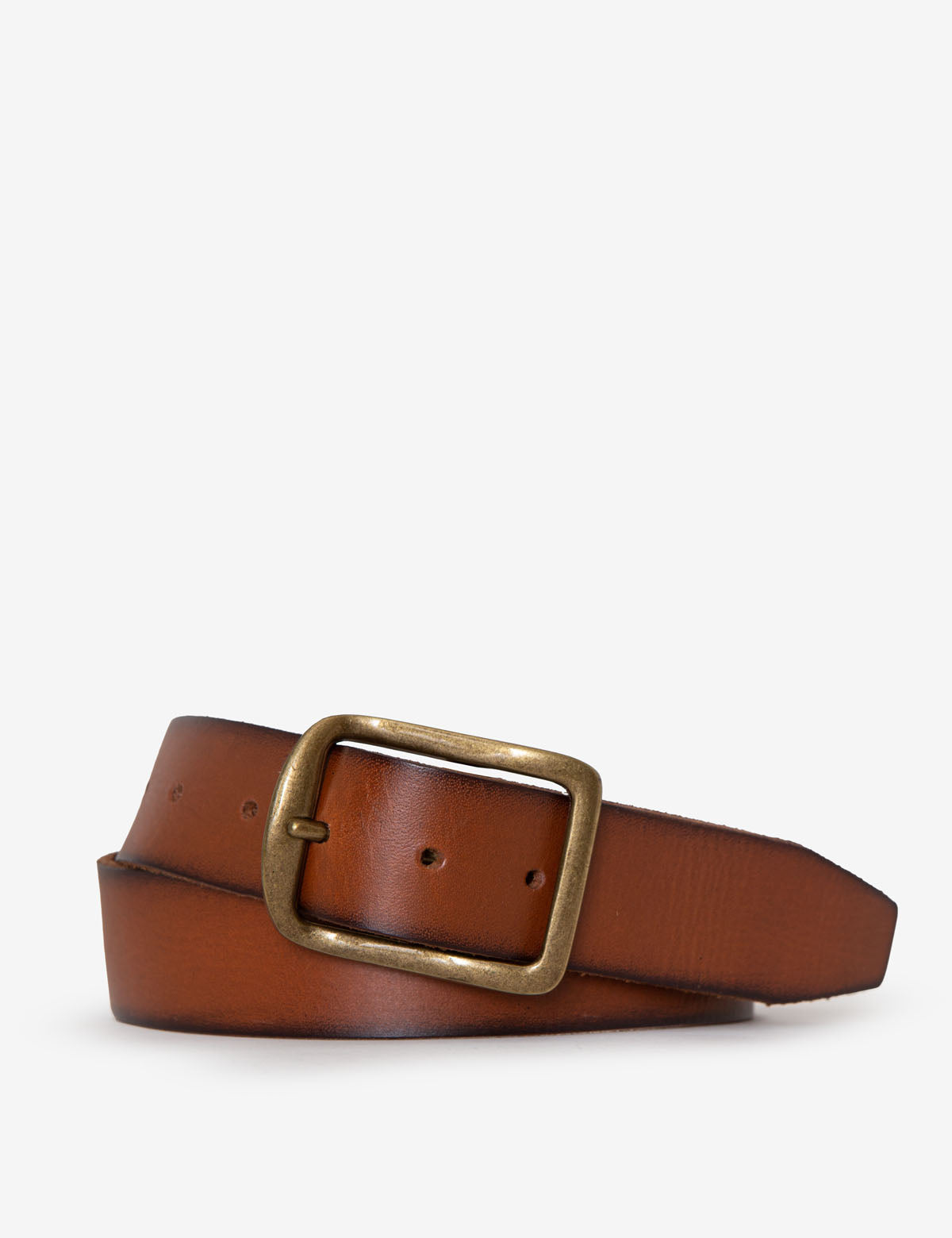 Men's Genuine Leather Belt - 38mm Burnished Casual Dress Strap