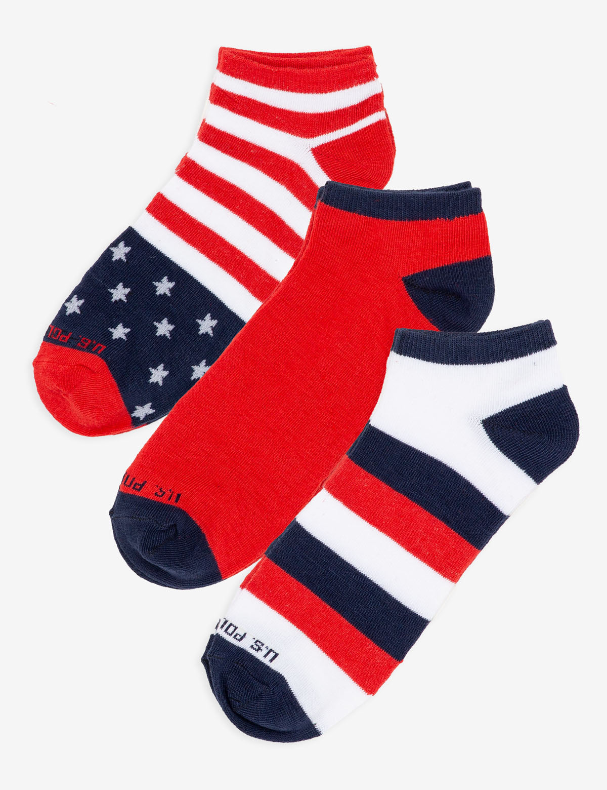 Men's 3-Pack Patriotic Low Cut Socks - Stars & Stripes Design