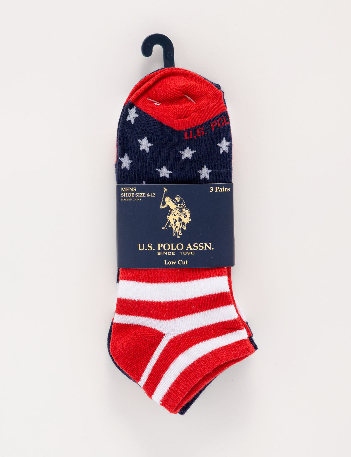 Men's 3-Pack Patriotic Low Cut Socks - Stars & Stripes Design